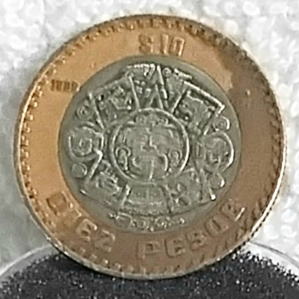 Circulated 1998 Mexican Diez Pesos Estados Unidos Mexicanos *Error* Coin!!